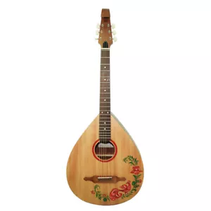 Folk Acoustic Guitar 6 Strings Lute Vihuela Kobza Handpainted Natural Wood - Picture 1 of 10