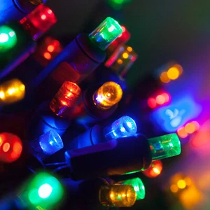 50 Multicolor Christmas Mini Lights, 6" Spacing Green Wire Tree Party Patio XMas - Picture 1 of 6