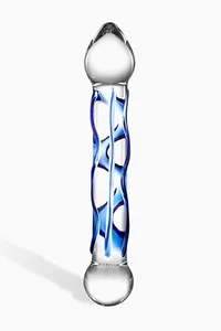 Textured Glass Dildo, Full Tip, Glas, 6.5 Inches - Picture 1 of 2