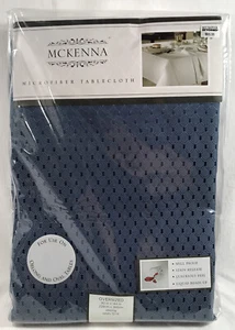 BLUE Banquet 9Ox144 McKenna Microfiber Tablecloth Spill Proof Stain Release - Picture 1 of 6