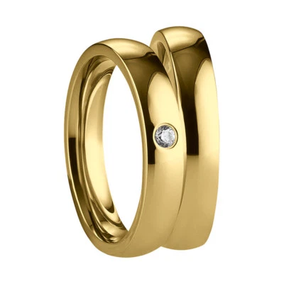Ring Freundschaftsringe Partnerringe Verlobungsringe Edelstahl Gold + Gravur - Bild 1 von 4