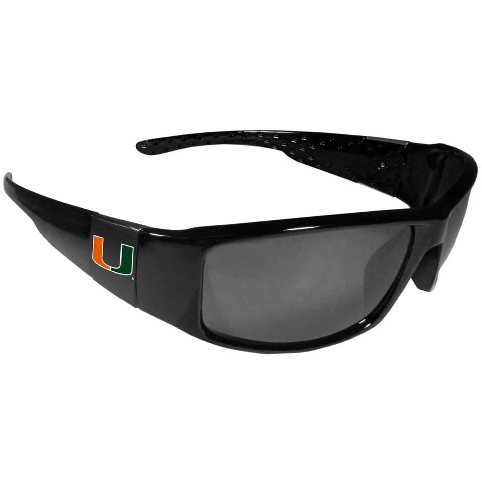 Miami Hurricanes Black Wrap Sunglasses NCAA Licensed - Image 1 of 3