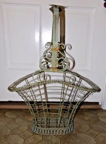 Antique Victorian Shabby Metal Wire Garden Planter Flower Basket Cover