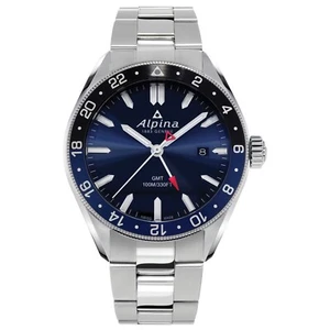 Alpina Men's Alpiner Quartz Silver GMT Bezel Blue Sunray Dial Silver Watch 42mm - Picture 1 of 1