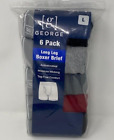 NEW! George Men's 6-Pack Long Leg Boxer Briefs- Size Large, Black/Grey/Red.