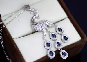Königklasse Damen Anhänger mit Kette Brillanten Diamant Saphir 750 Weißgold 18 K - Bild 1 von 12