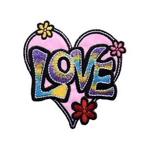 #5184B LOVE Pink Heart Flower Valentine's Day Embroidery Iron On Applique Patch