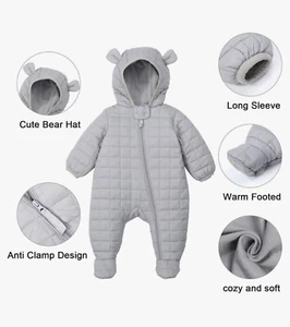 NWT Baby Girl Boy Snowsuit 0-3 Months Jumpsuit Infant Grey - Picture 1 of 1