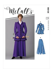 NEW VICTORIAN EDWARDIAN DRESS SUIT JACKET SKIRT PATTERN MACCALLS M8136 - Picture 1 of 6
