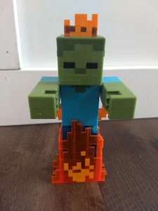 Minecraft Zombie in Flame Fire Survival Mode Figure 5.5"  - Picture 1 of 6