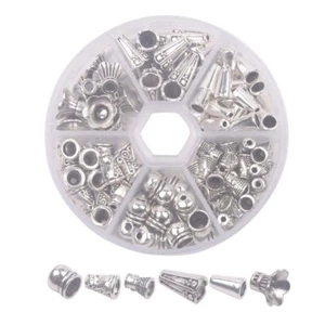 108PC Antiqued Silver Metal Cone Shaped Tassels Cord End Caps for Jewelry Making - Picture 1 of 6