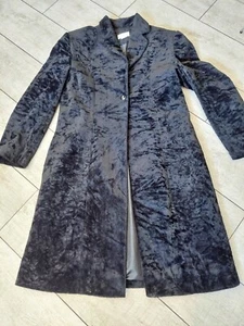 VIVIANNES COLLECTION L 14 crushed black velvet look fitted long coat jacket - Picture 1 of 11
