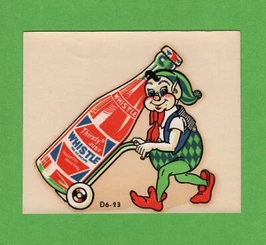 VINTAGE ORIGINAL 1940'S SOUVENIR "WHISTLE ORANGE SODA ELF" WATER DECAL ART NICE - Picture 1 of 2