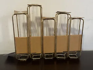 Set of 5 Test Tube Bud Vases Adjustable Brass Wire Frames, Propagate or Decorate - Picture 1 of 2