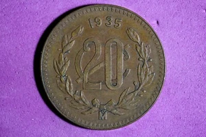 1935 Mo Mexico 20 Centavos Bronze Coin #M23041 - Picture 1 of 2