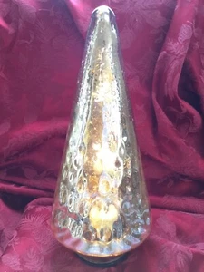 NEW FLAWLESS Stunning CRATE And BARREL Gold Translucent Glass 12” CHRISTMAS TREE - Picture 1 of 8