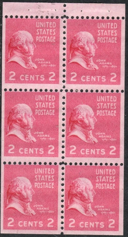 US Scott #806b booklet pane, 2 1/2 mm.  MNH - Image 1 of 1