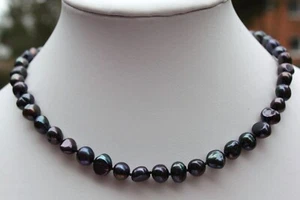 2S 9-10 mm Süßwasser Perle Schmuck Perlenkette Halskette Ketten Collier Barock m - Picture 1 of 1