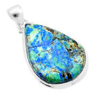Handcrafted Silver 24.38Cts Natural Green Turquoise Azurite Pear Pendant U39153