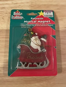 Urlaubstradition T.M. Polyresin Musikmagnet Weihnachtsmann Schlitten Weihnachtsbaum Neu - Bild 1 von 2