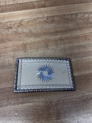 Fivela de cinto esfera vintage rodeio ~ prata ocidental creme retângulo gravado estrela explosão - Imagem 1 de 3