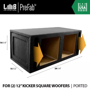 2.44 ft³ Ported MDF Enclosure for Dual 12" Kicker SoloBaric L7 Square Subwoofers - Picture 1 of 5