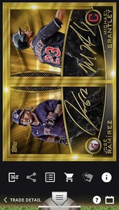 JOSE RAMIREZ/MICHAEL BRANTLEY-GOLD ICONIC DUAL SIGNATURES S3-TOPPS BUNT DIGITAL