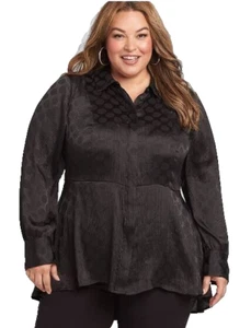 Neu mit Etikett Lane Bryant Illusion Collection strukturiertes High-Low Schößchen Tunika Top Damen 22 - Bild 1 von 4