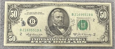 1969 New York $50 Bill 50BL12 - Image 1 of 4