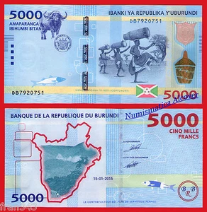 BURUNDI 5000 Francs francos 2015 Pick 53a  SC / UNC - Imagen 1 de 1