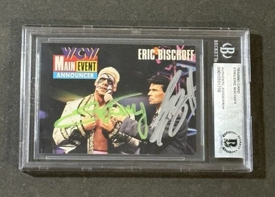 STING & ERIC BISCHOFF 1995 CARDZ WCW MAIN EVENT SIGNED AUTOGRAPHED CARD BAS - Image 1 of 2