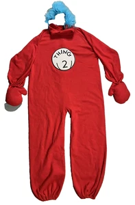 Costume Halloween Dr Seuss Thing 2 tuta e parrucca adulto taglia 2XL - Foto 1 di 5