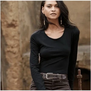 Camiseta Peruvian Connection para mujer con capas manga larga elástica negra talla S - Imagen 1 de 7