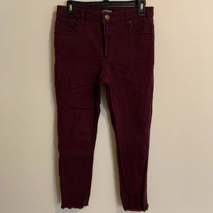 Express Womens Size 6 Jeans Supersoft Cropped High Rise Legging Burgundy Raw Hem - Picture 1 of 11