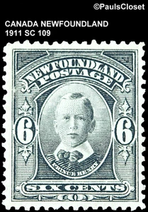 KANADA NEUFUNDLAND 1911 SC 109 PRINCE HENRY 6¢ BLACK MHR OG FINE/VERY FINE - Bild 1 von 2