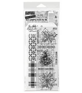 Stampers Anonymous Tim Holtz Stempel + Schablone Bauplan Weihnachten #2 THMM192 - Bild 1 von 4