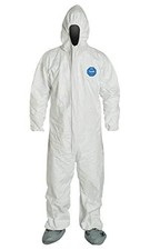 DuPont Tyvek Elastic-Cuff Hooded Coveralls with Boots, Size XL - White