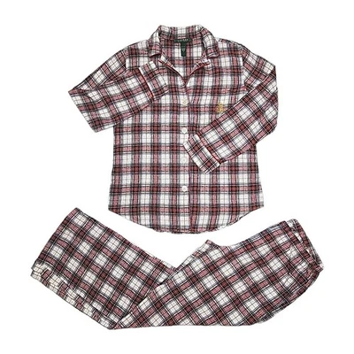 Ralph Lauren Pajama Set Shirt Top Pants Flannel Plaid Red White Size Small Women - Image 1 of 4