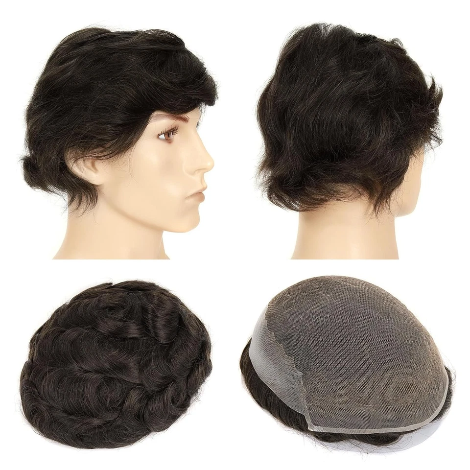 Topunique 8x10" Renda Suíça Pele Fina Costas e Laterais Toupee Cabelo Humano #2 D. MARROM - Imagem 1 de 4