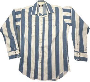 Camisa De Colección Western Ruddock Bros Azul Blanco Rayas Mediana X Larga Cola EE. UU. *LEER - Imagen 1 de 7