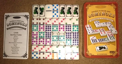 DOMINOES Double 9 COLOR DOT Traditional 55 Piece - Image 1 of 2