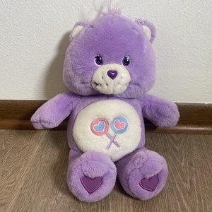 Vintage Care Bears Share Bear 13"  Plush Animal TCFC 2003 Purple Lollipop Works! - Picture 1 of 8