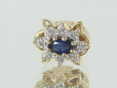 R. Klein 14K Yellow Gold Natural Sapphire and Diamond Bracelet Slide Charm - Image 1 of 4
