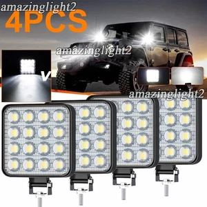 12V 4PCS Square LED Work Light Pods Spot Lights Fit Truck Off Road 4X4 Tractor - Picture 1 of 10