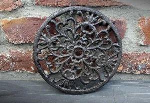 Sottovaso in ghisa rotondo 17 cm sottovaso decorazione da tavolo sottovaso da... - Foto 1 di 3