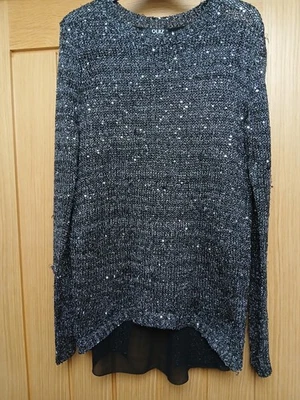 Quiz Silver Knit Sequin Jumper - Size S - Image 1 of 3