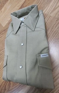 Vintage 87 neu aus altem Lagerbestand Carhartt hellbraunes langärmliges Westernhemd braun Perlen Druckknopf 15,5 x 35 für Herren - Bild 1 von 10