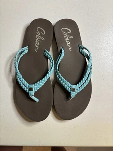 Chanclas COBIAN SANDALIAS LEUCADIA azul azulado trenzadas EE. UU. para mujer talla 8 usadas en excelente estado - Imagen 1 de 4