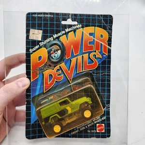 1982 Mattel Green JEEP 4x4 Power Devils Motorized Truck #5573 Sealed Yellowed - Picture 1 of 19