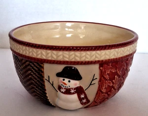 St Nicholas Serving Bowl Snowman 16 oz 2.5" x 4.75 Warm Wishes Christmas Holiday - Picture 1 of 13